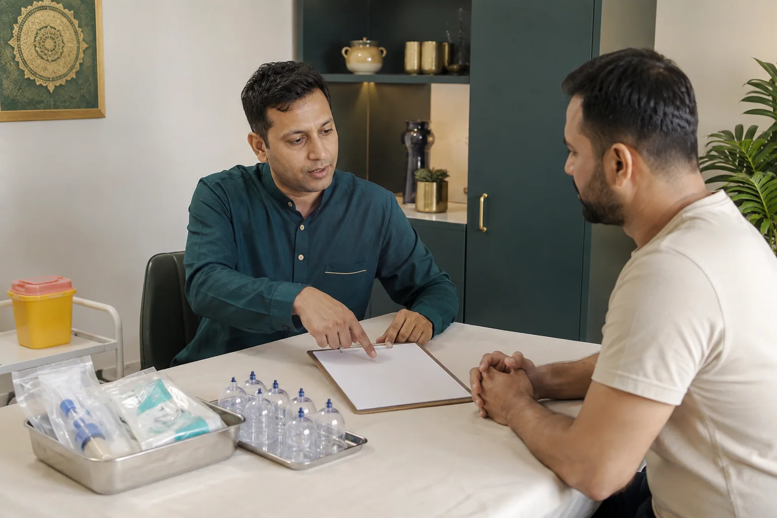 हिजामा से पहले सुरक्षा बातचीत का प्रतीकात्मक दृश्य