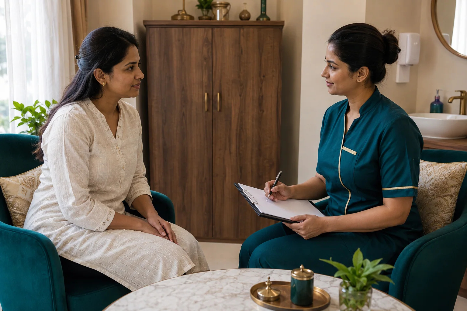 कपिंग से पहले screening बातचीत का प्रतीकात्मक दृश्य