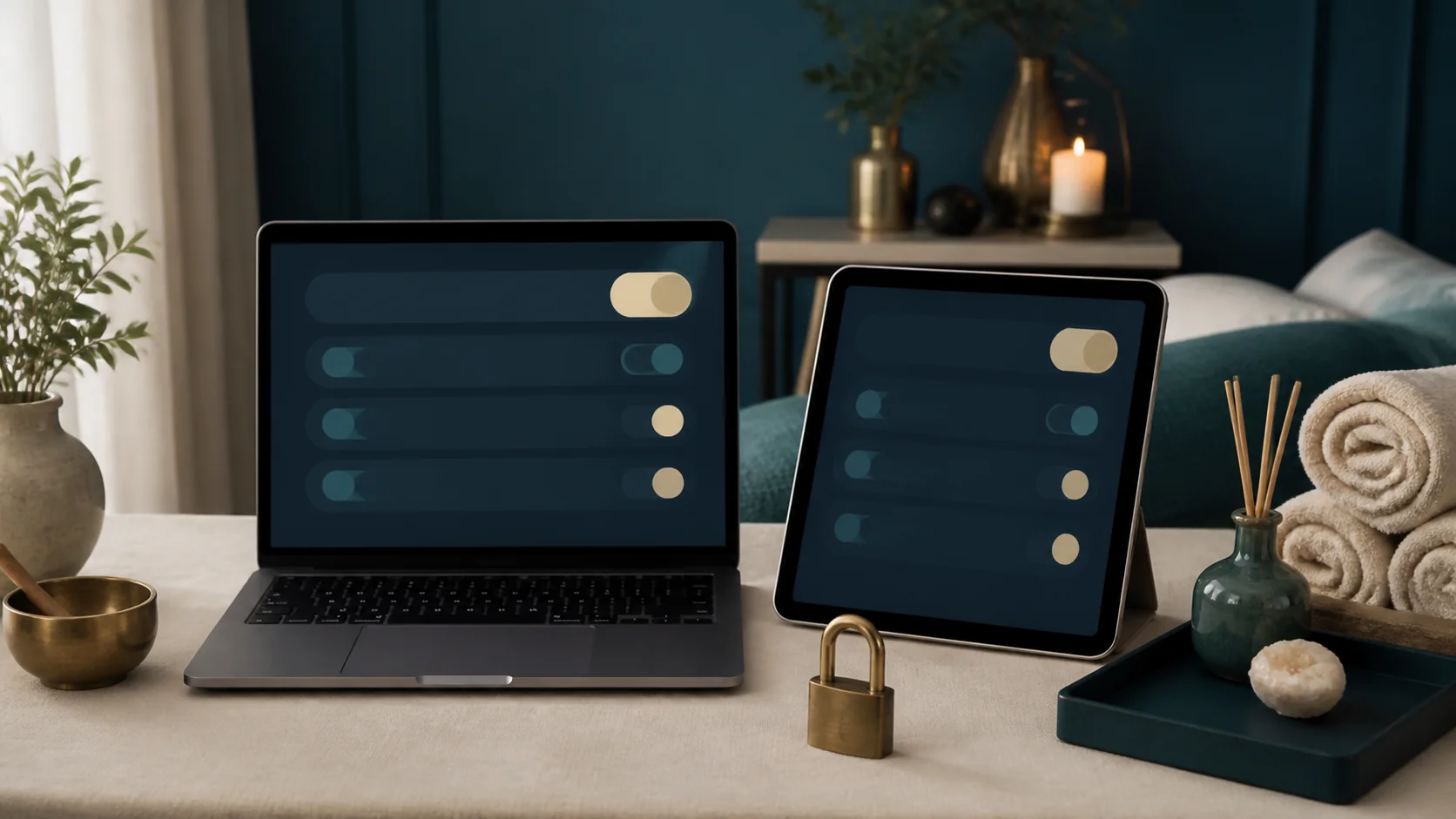 Privacy controls displayed on digital devices