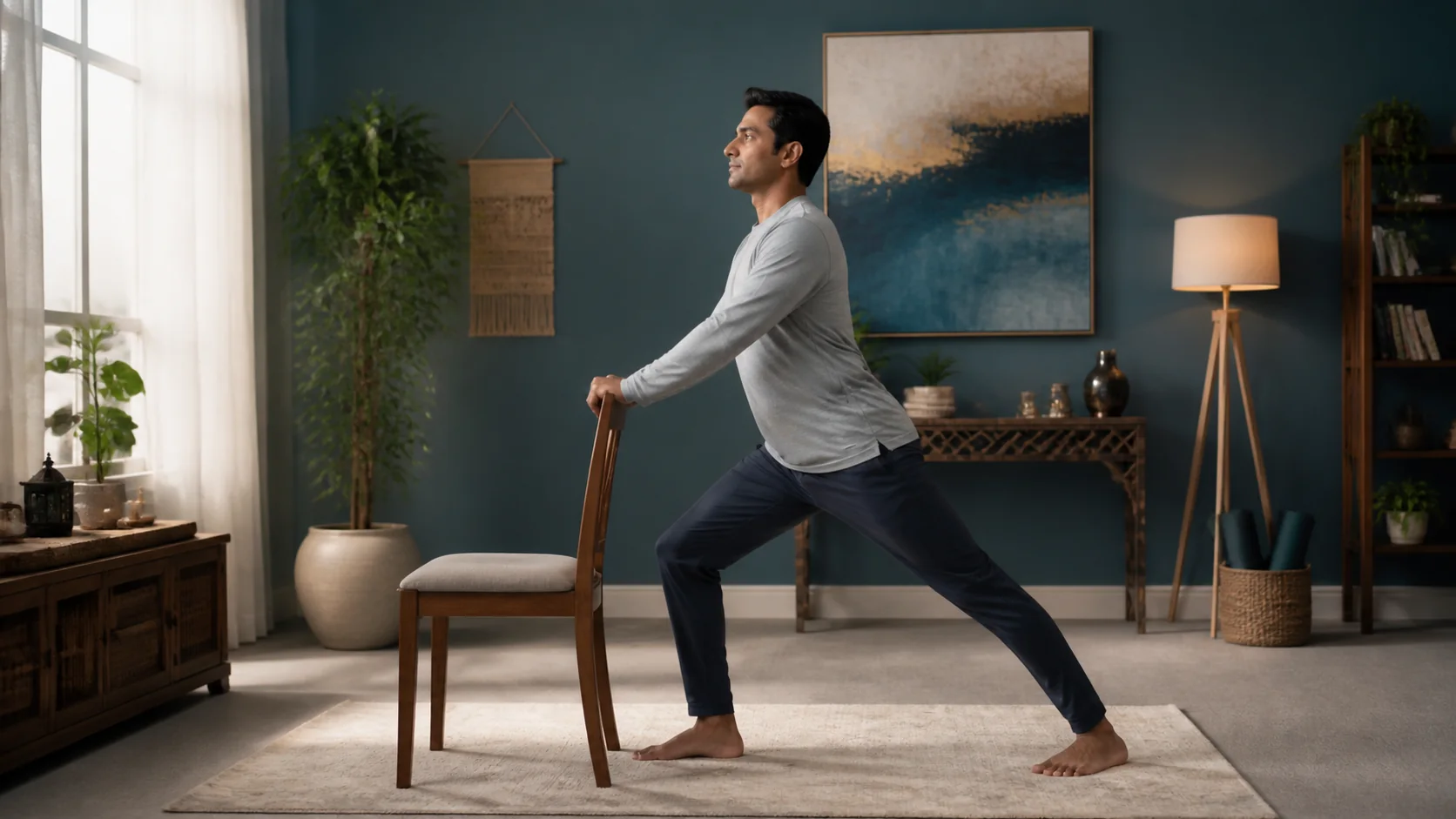 A gentle supported lower-back mobility stretch