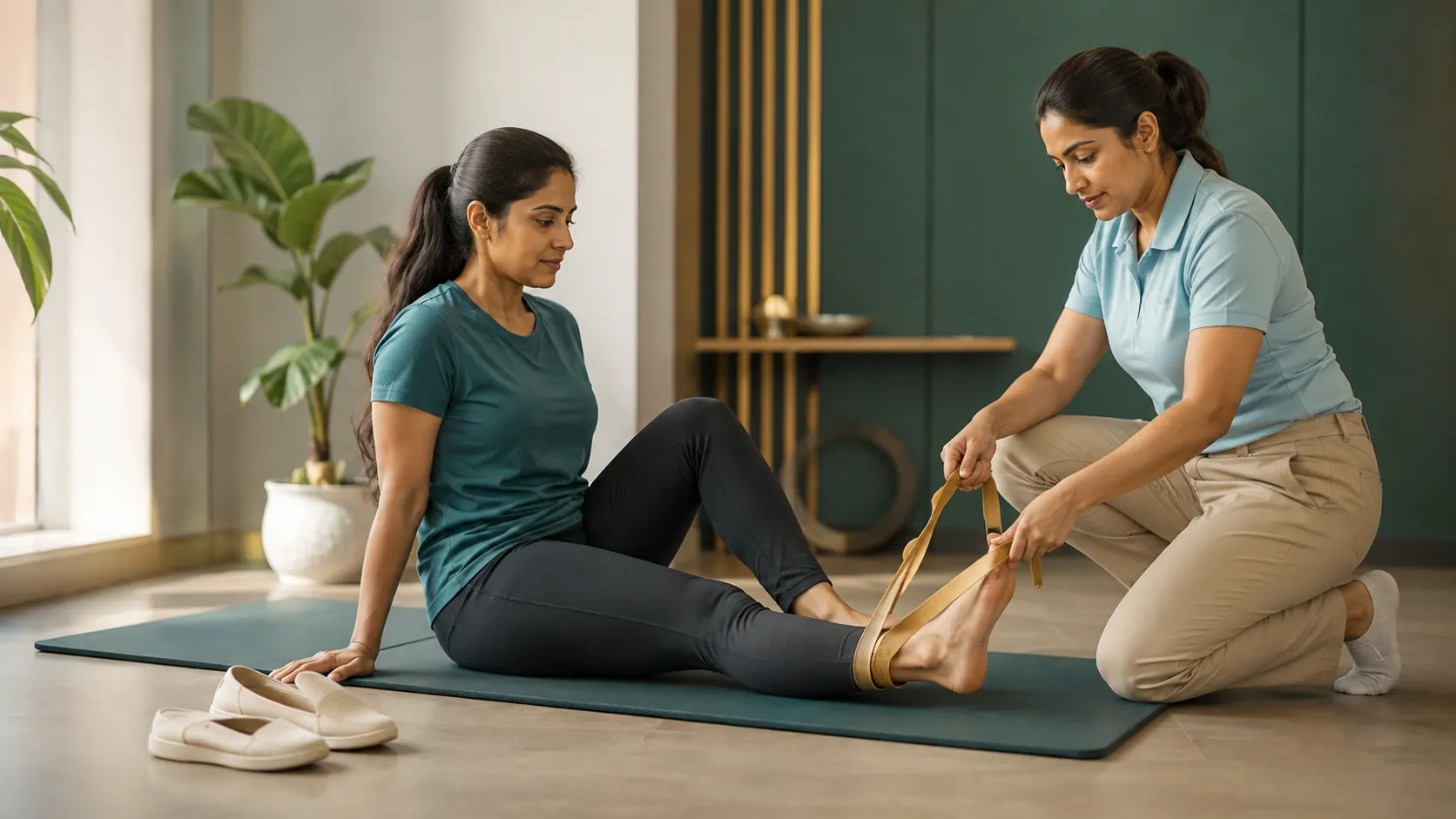 An illustrative guided foot and heel mobility conversation