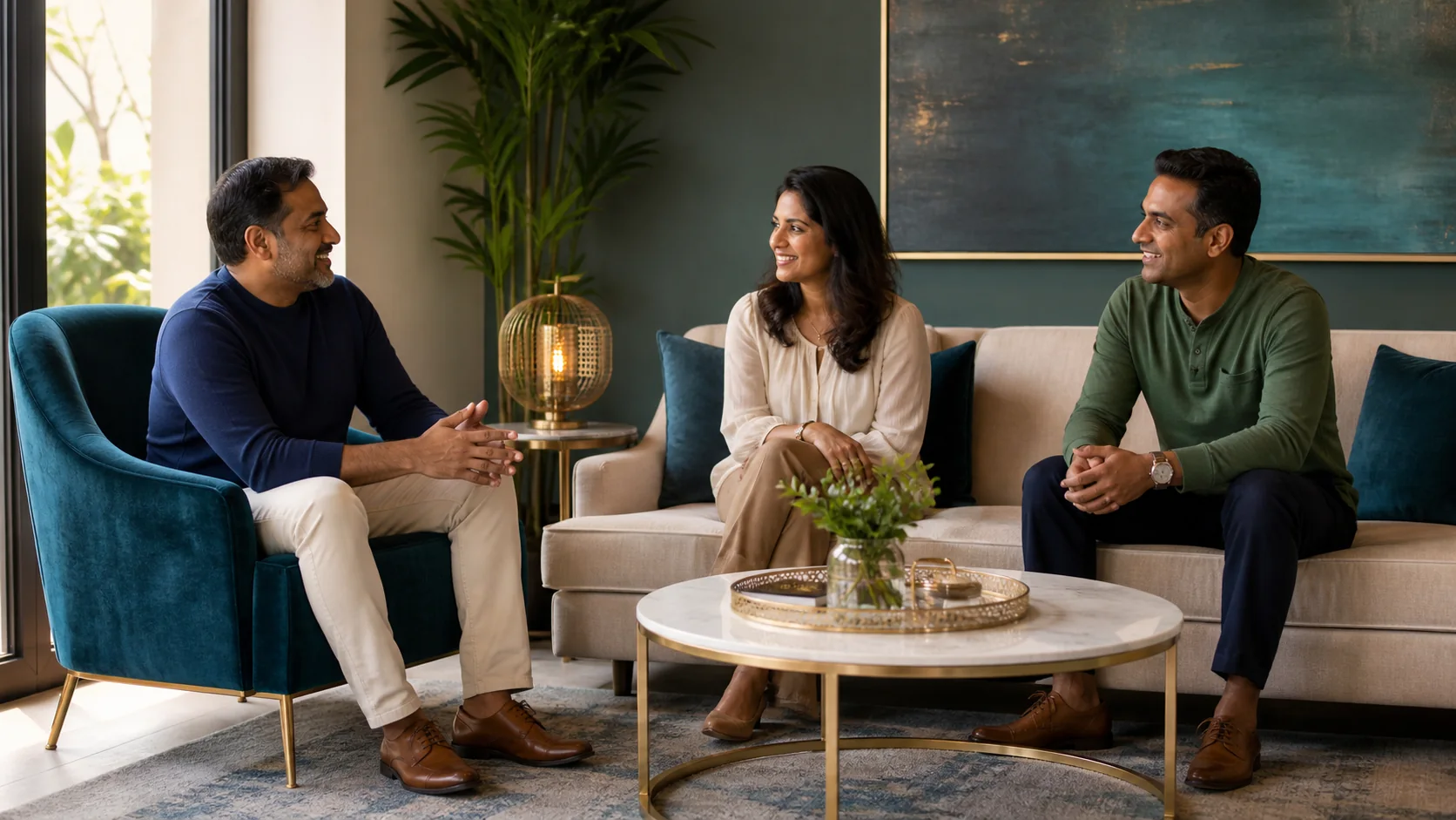 Adults sharing a calm wellness conversation
