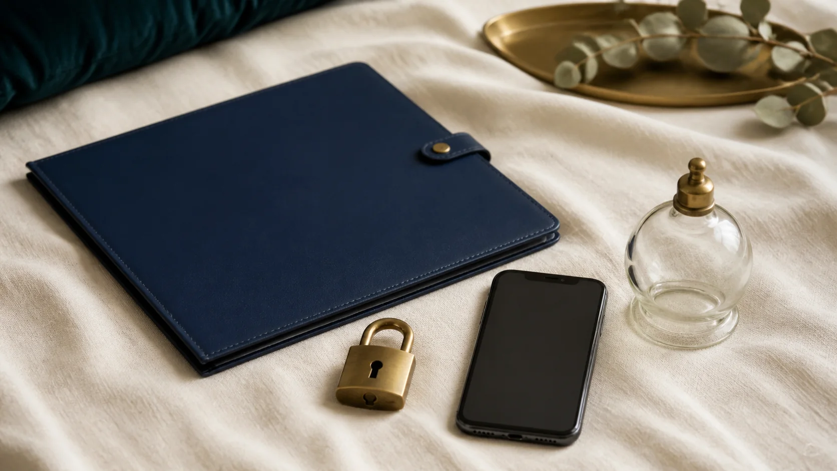 A secure folder, lock and phone representing privacy
