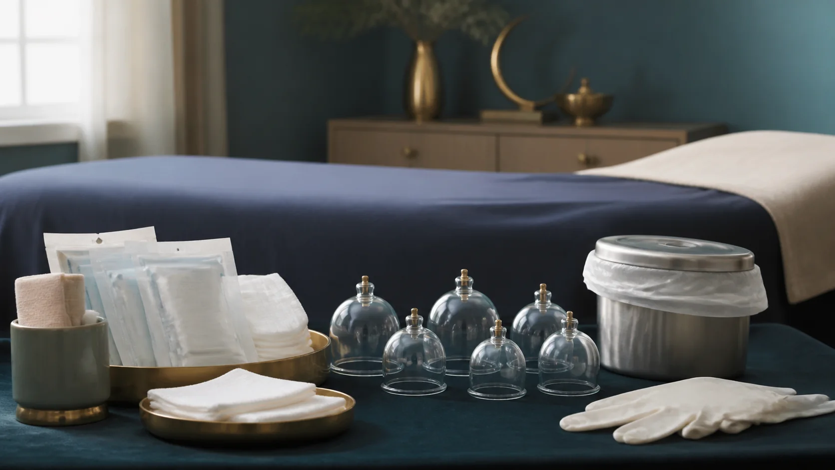 Non-graphic wet cupping hygiene supplies and glass cups