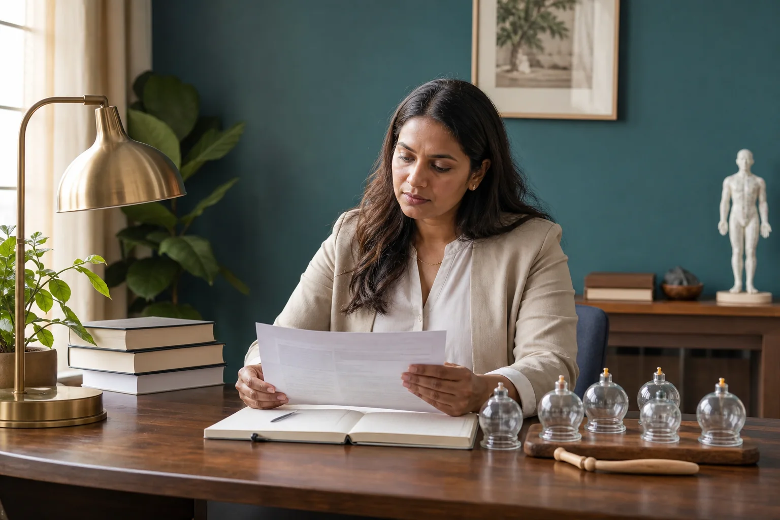 A wellness professional reviewing health information