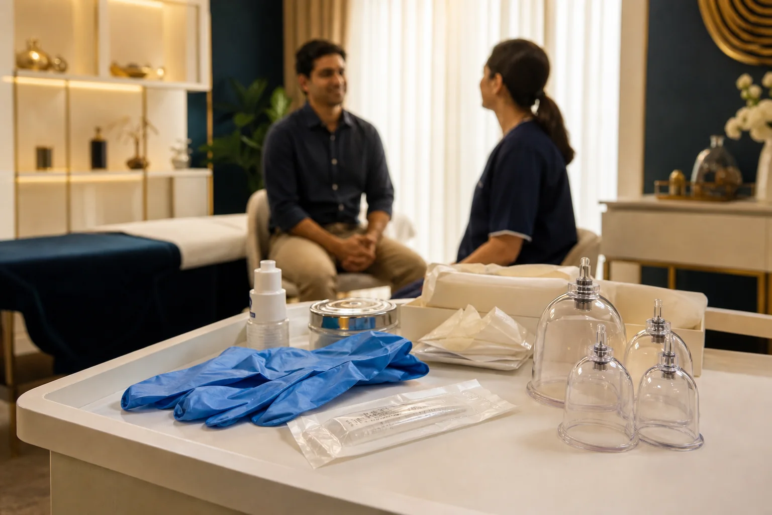 Clean Hijama preparation supplies