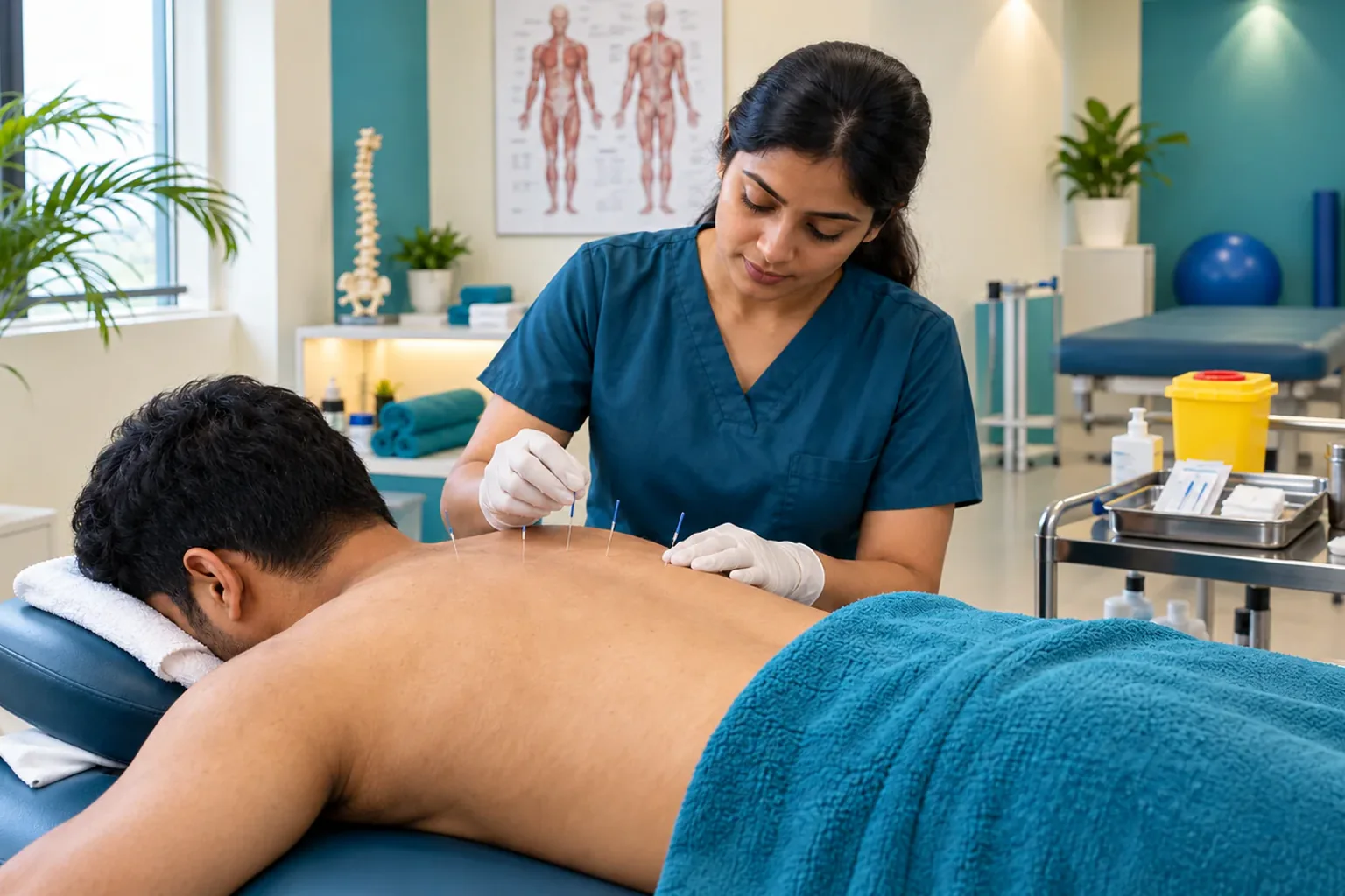 A supervised dry needling method on an adult client