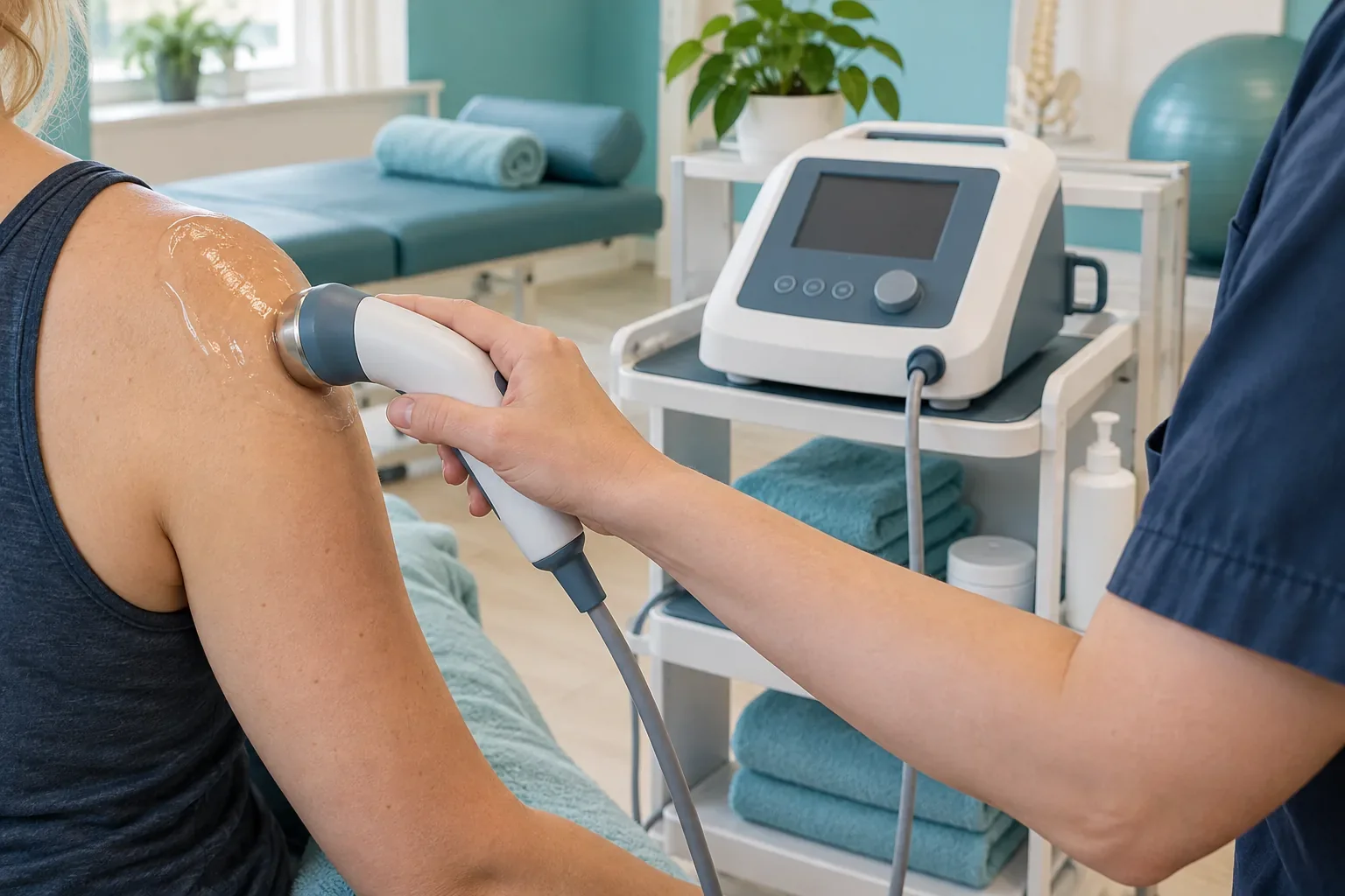 Therapeutic ultrasound equipment in a clinic setting